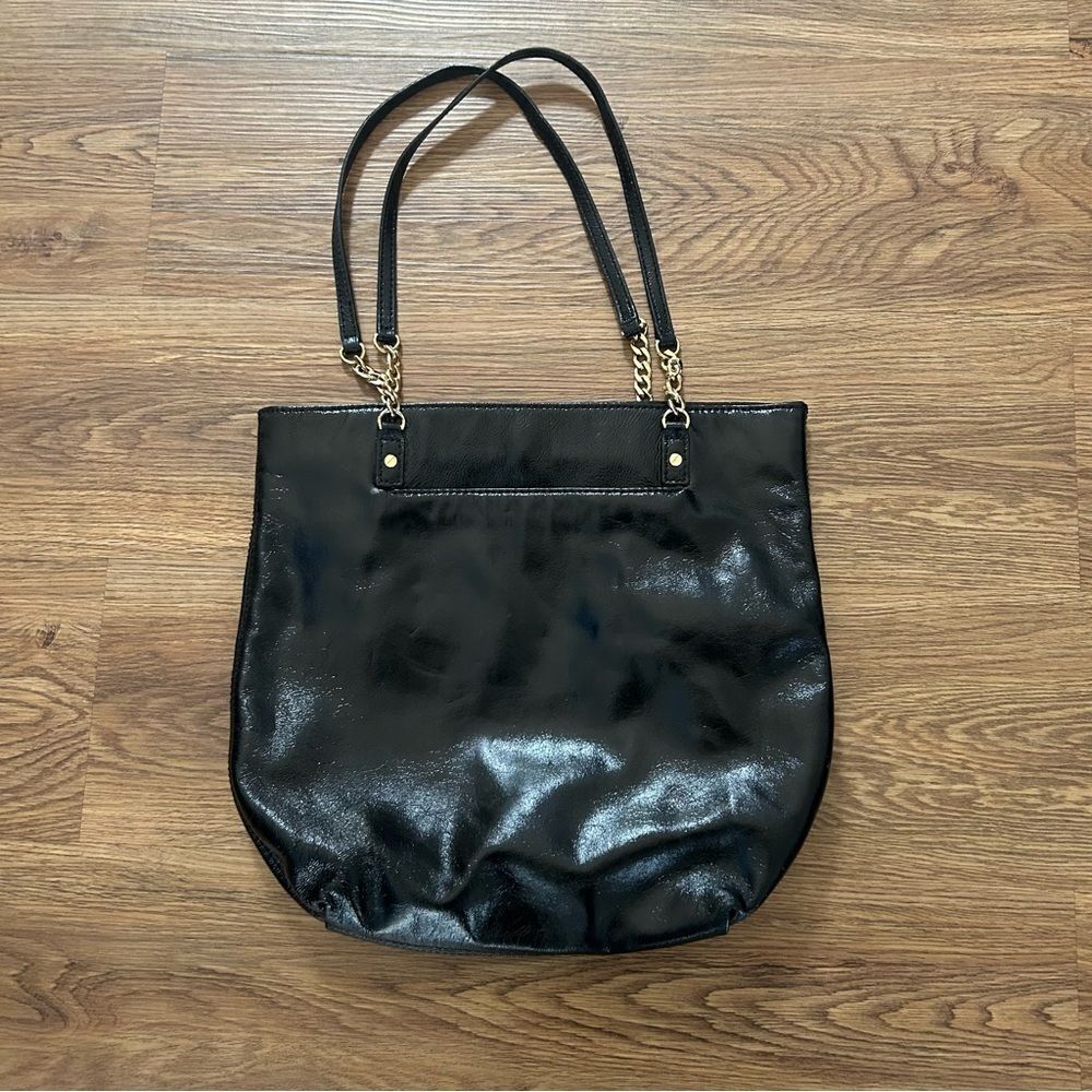 MICHAEL KORS black gold shoulder bag purse tote - Picture 10 of 11
